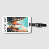 Étiquette À Bagage Amsterdam Pays-Bas Canal Travel (Devant Horizontal)