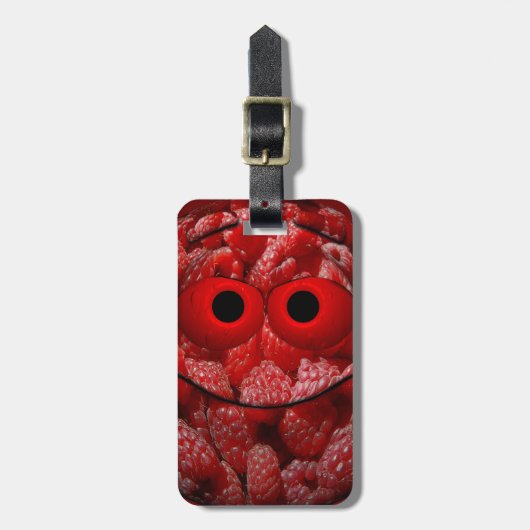 Étiquette À Bagage Amusant Emoticon framboise (Devant Vertical)