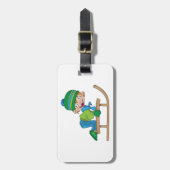 Étiquette À Bagage Amusant Hiver Sledding Boy mignonne Snow Adventure (Devant Vertical)