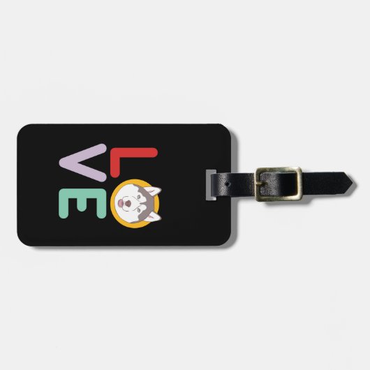 Étiquette À Bagage Amusant J'Aime Husky J'Aime Mon Chien Puppy Lover (Devant horizontal)