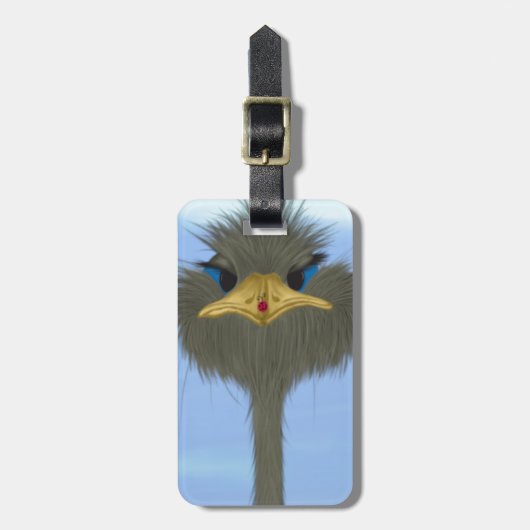 Étiquette À Bagage Amusant Ostrich George Et Mignonne Ladybug (Devant Vertical)