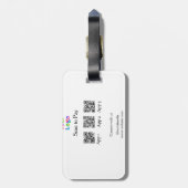Étiquette À Bagage Analyser pour payer le logo de l'entreprise Q R co (Dos Vertical)