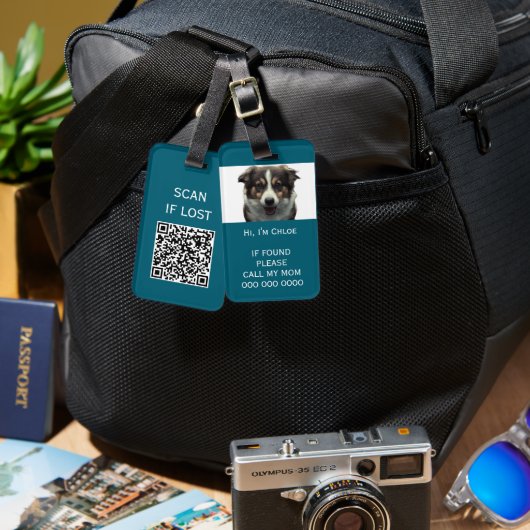Étiquette À Bagage Analyser si le code QR est perdu nom de téléphone (Recto & Verso)