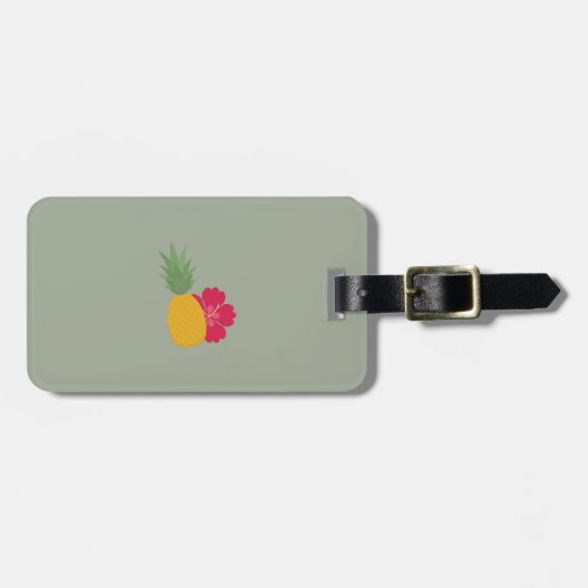 Étiquette À Bagage Ananas avec la fleur (Devant horizontal)