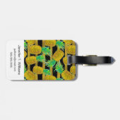 Étiquette À Bagage Ananas d'or sur le monogramme des rayures | (Dos horizontal)