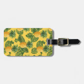 Étiquette À Bagage Ananas et Feuilles tropicaux en or (Devant horizontal)