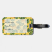 Étiquette À Bagage Ananas et Feuilles tropicaux en or (Dos horizontal)
