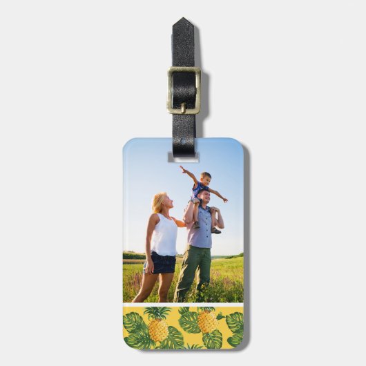 Étiquette À Bagage Ananas faits sur commande de photo et feuille (Devant Vertical)