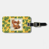 Étiquette À Bagage Ananas faits sur commande de photo et feuille (Devant horizontal)