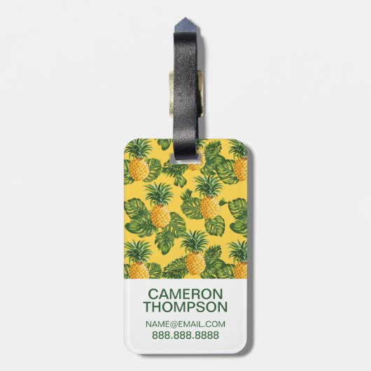 Étiquette À Bagage Ananas faits sur commande de photo et feuille (Dos Vertical)