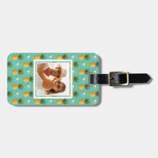 Étiquette À Bagage Ananas faits sur commande de photo sur le motif (Devant horizontal)