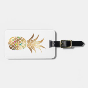 Étiquette À Bagage Ananas, Faux Gold+Collage