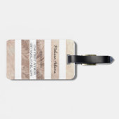 Étiquette À Bagage Ananas floral or rayé (Dos horizontal)