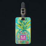 Étiquette À Bagage Ananas tropical coloré<br><div class="desc">Ananas Tropical Coloré. Artiste : Jennifer Goldberger. ID d'image : 106375GG.</div>