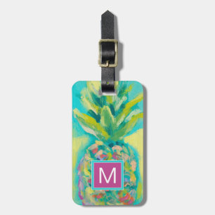 Étiquette À Bagage Ananas tropical coloré