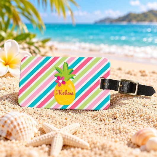 Étiquette À Bagage Ananas Tropical Personnalisé