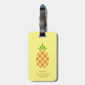 Étiquette À Bagage Ananas Tropical Summer Custom Monogramme Option (Dos Vertical)
