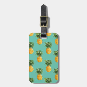 Étiquette À Bagage Ananas tropicaux sur Teal