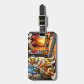 Étiquette À Bagage Anatolian Shepherd Fireplace with Christmas Lights (Devant Vertical)