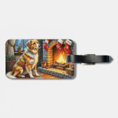 Étiquette À Bagage Anatolian Shepherd Fireplace with Christmas Lights (Dos horizontal)