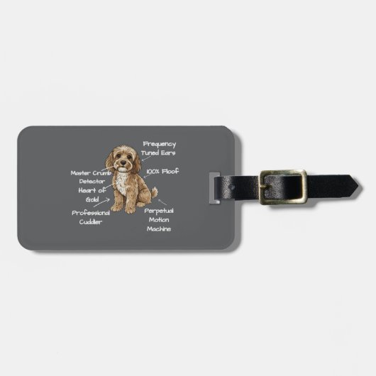 Étiquette À Bagage Anatomie Personnalisée d'un Cockapoo (Devant horizontal)