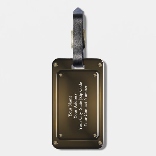 Étiquette À Bagage Ancien numéro de bagage en bronze (simulé) (Dos Vertical)