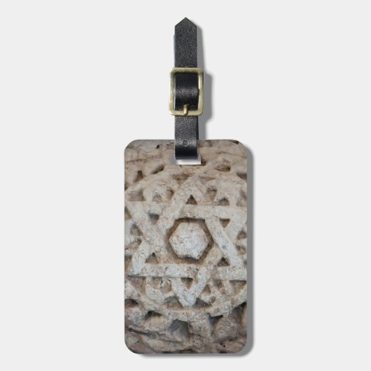 Étiquette À Bagage Ancienne étoile de David sculptant, Israël (Devant Vertical)