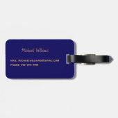 Étiquette À Bagage Ancrage marin en or du capitaine sur le bleu royal (Dos horizontal)