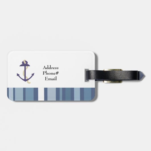 Étiquette À Bagage Ancre bleue (Dos horizontal)