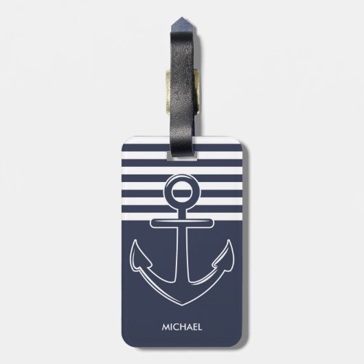 Étiquette À Bagage Ancre bleue (Dos Vertical)