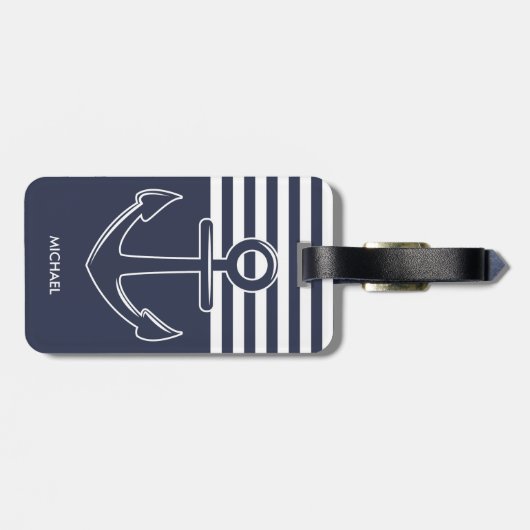 Étiquette À Bagage Ancre bleue (Dos horizontal)