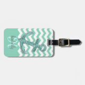 Étiquette À Bagage Ancre Chevron de parties scintillantes de Faux (Devant horizontal)