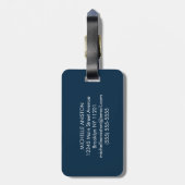 Étiquette À Bagage Ancre de bateau nautique bleu marine | Monogramme (Dos Vertical)