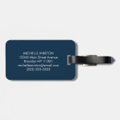 Étiquette À Bagage Ancre de bateau nautique bleu marine | Monogramme (Dos horizontal)