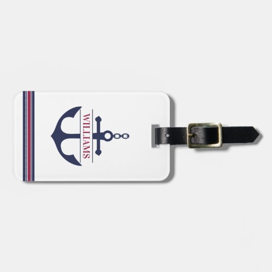 Étiquette À Bagage Ancre Monogrammé (Devant horizontal)