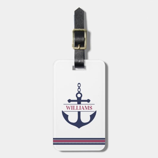 Étiquette À Bagage Ancre Monogrammé (Devant Vertical)