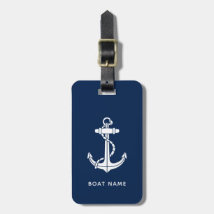 Étiquette À Bagage Ancre Nom du bateau Nautique Custom Marine Bleu