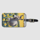 Étiquette À Bagage Âne Vibrant Et Daffodiques Jaunes (Devant Horizontal)