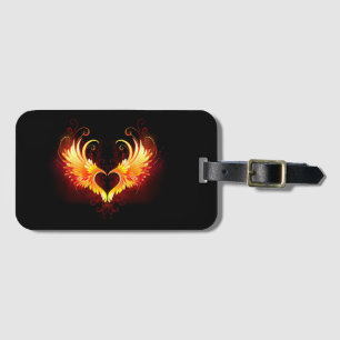 Étiquette À Bagage Angel Fire Heart with Wings