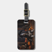 Étiquette À Bagage Anglais Cocker Espagnol Citrouille Halloween effra (Devant Vertical)