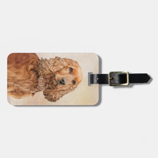 Étiquette À Bagage Anglais Cocker Peinture Espagnole - Art Chien orig (Devant horizontal)