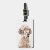 Étiquette À Bagage Anglais Setter Orange Belton Peinture Chien Art (Devant Vertical)