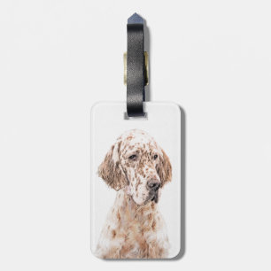 Étiquette À Bagage Anglais Setter Orange Belton Peinture Chien Art