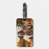 Étiquette À Bagage Anglais Setter Puppy Automne Citrouille de plaisir (Dos Vertical)