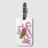 Étiquette À Bagage Angle de ruban rose (Devant Vertical)