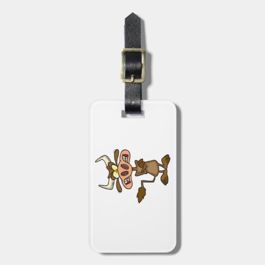 Étiquette À Bagage Angry Cartoon Bull Funny Grumpy (Devant Vertical)