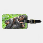Étiquette À Bagage Animaux de bébés cutest | Deux jeunes chimpanzés (Devant horizontal)