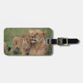 Étiquette À Bagage Animaux de bébés cutest | Lion Cub & Mother (Devant horizontal)