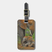 Étiquette À Bagage Animaux de bébés cutest | Mama Elephant & Baby (Devant Vertical)