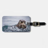 Étiquette À Bagage Animaux de bébés cutest | Otter Baby & Mère (Devant horizontal)